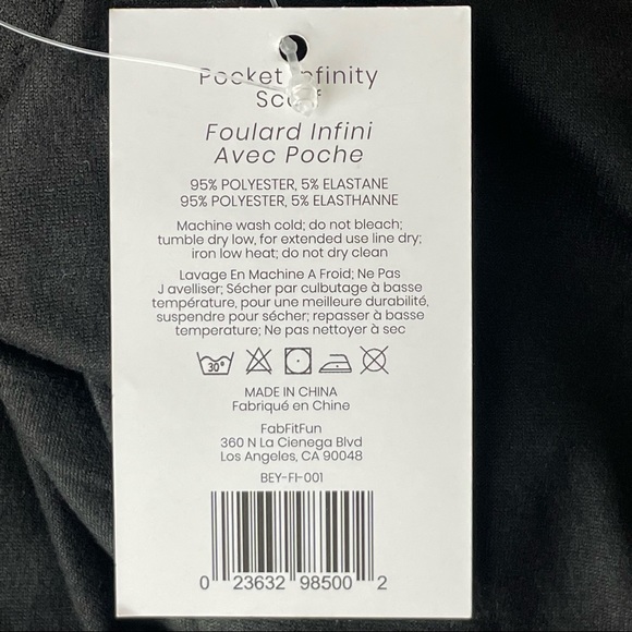 BEYOND YOGA NWT POCKET INFINITY SCARF BLACK ATHLETIC ACTIVE WINTER - Picture 11 of 11